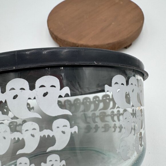 PYREX 4 Cup HALLOWEEN Storage Bowl three rows of ghost black lid - Picture 7 of 15